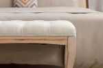 Upholstered Tufted Bench Ottoman , Velvet Dining Bench Bedroom Bench Footrest Stool Accent Bench for Entryway Dining Room Living Room, Cream