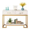 Console Table with 2 Drawers, Sofa Table Narrow Long with Storage Shelves for Living Room