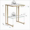 Golden Side Table, 2-Tier Acrylic Glass End Table for Living Room&Bedroom