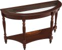 expusm Half Moon Glass End Table; Living Room End Tables; Small Entryway Table with Storage Shelf; Oka Wood Console Table; Cherry Red