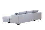 Tufted Fabric 3-Seat L-Shape Sectional Sofa Couch Set w/Chaise Lounge, Ottoman Coffee Table Bench, Light Grey