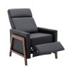 Wood-Framed PU Leather Recliner Chair Adjustable Home Theater Seating with Thick Seat Cushion and Backrest Modern Living Room Recliners, Black(Old SKU