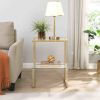 Golden Side Table, 2-Tier Acrylic Glass End Table for Living Room&Bedroom