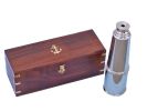 Deluxe Class Chrome Admiral's Spyglass Telescope 27"" w/ Rosewood Box