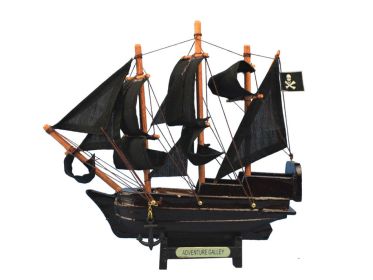 Wooden Captain Kidd's Adventure Galley Model Pirate Ship 7""