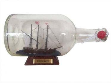 Mayflower Model Ship in a Glass Bottle  9""