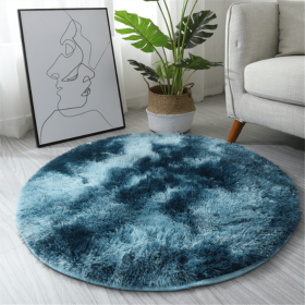 Non-Slip area rug for your interior decoration. (Color: Tie-dye Sapphire Blue, size: Diameter 23.62inch)