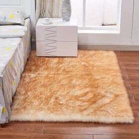 Fluffy Imitation Wool Area Rug (Color: White Yellow Tip, size: 35.43*59.06inch)