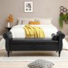 63" PU Upholstered End of Bed Bench Flip Top Entryway Ottoman with Safety Hinge Storage Rectangular Sofa Stool Buttons Tufted Nailhead Trimmed Solid W