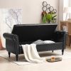 63" PU Upholstered End of Bed Bench Flip Top Entryway Ottoman with Safety Hinge Storage Rectangular Sofa Stool Buttons Tufted Nailhead Trimmed Solid W